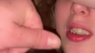 Look at all the cum in my mouth while I cum thinking about girls!